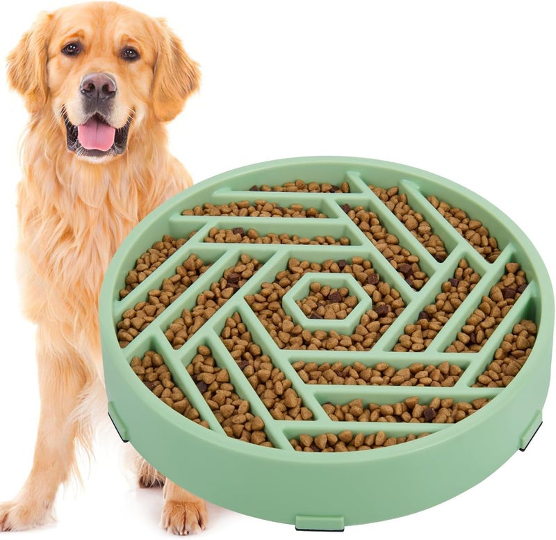 tobyto Slow Feeder Dog Bowls Large Medium Breed,Anti-Choking Slow Eating Dog Food Bowl,Non Slip Pet Slower Food Feeding Bowls Large Puzzle Slow Feeder Bloat Stop Maze Dog Dishes,Bean Green - Image 1